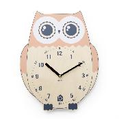 Rich Owl non-ticking Silent Wall Clock (peach)