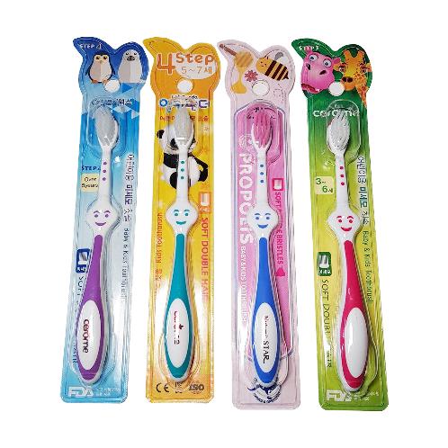 Lki panda Kids' Smile Toothbrush 4 pcs per pack (1 blue, 1 cobalt, 1 pink, 1 purple)
