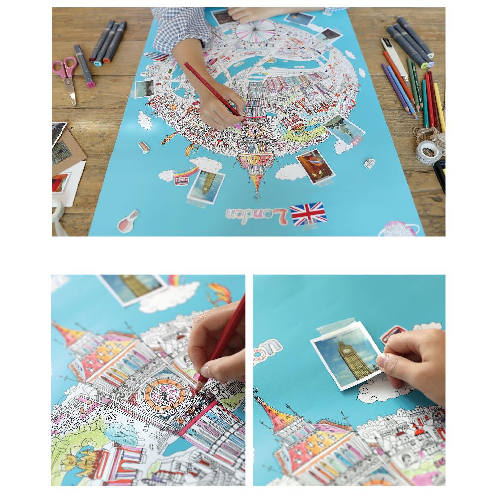 Dream Sky Lovely-Map Decorative Coloring Painting DIY Paper City Map - London