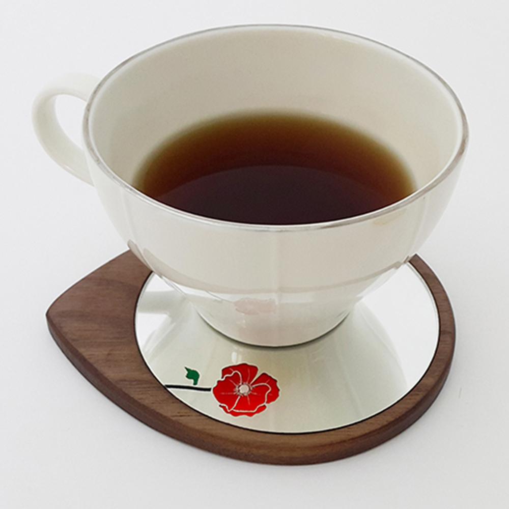 Peony blossom wooden hand mirror