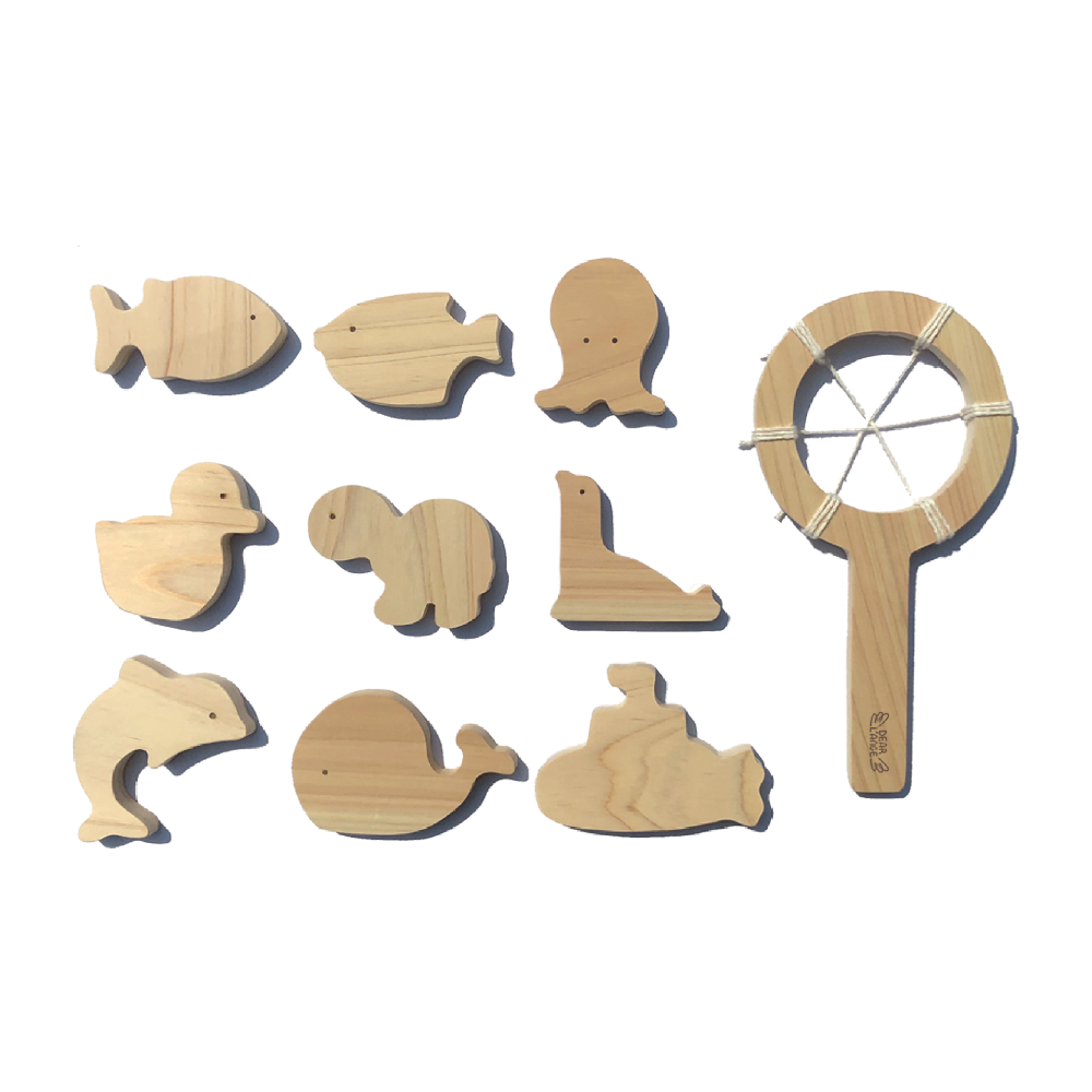 Korean Eco friendly Bath Toy Supplier, HINOKI WOODEN BATH TOYS – OCEAN ANIMAL SET