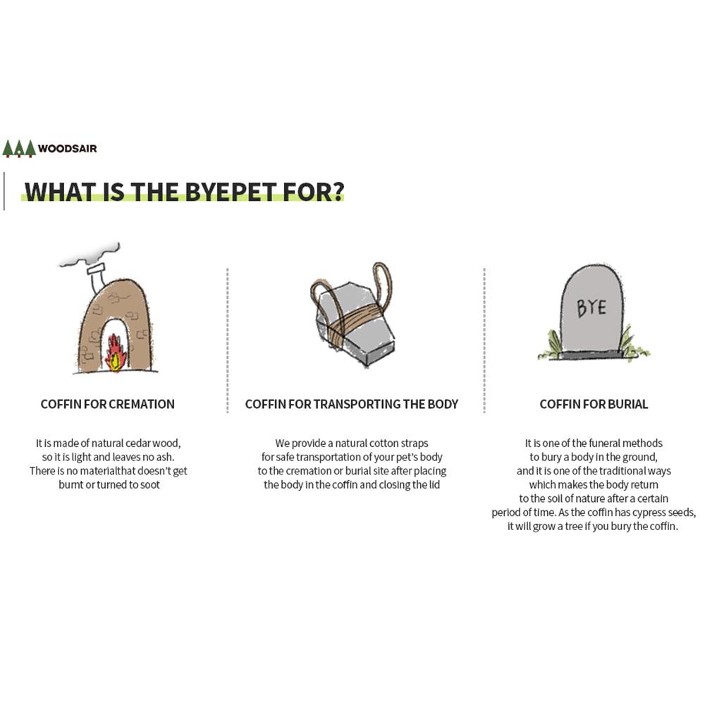 BYEPET Pet wooden coffin for a cremation, natural burial, funeral