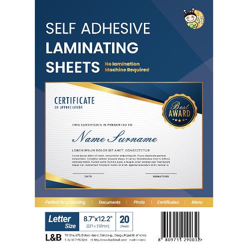 HASHI self laminating 20 sheets (8.5 x 11 Inch)