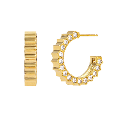 Solar Circle White Earrings ( S925 )