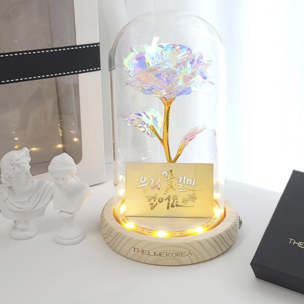 LED flower road Aurora rose glass dome mood light lover's gift