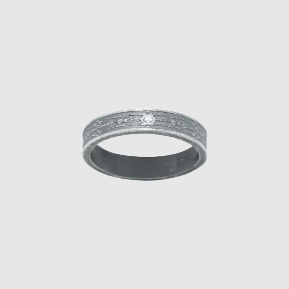Iris Etching Couple Ring Women