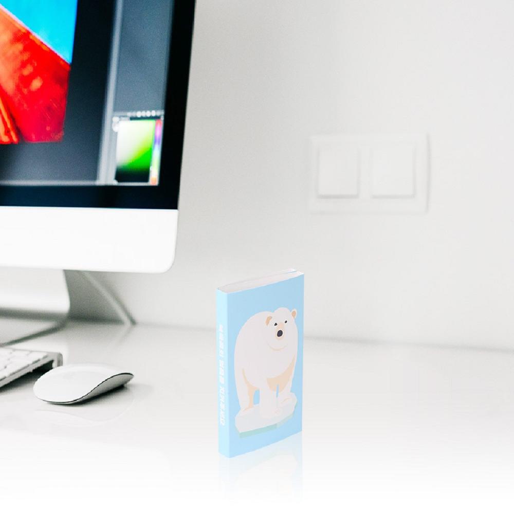 Polar bear Sticky Notes , Portable 4-Fold Sticky Notes Set, Certified Eco-Friendly Paper